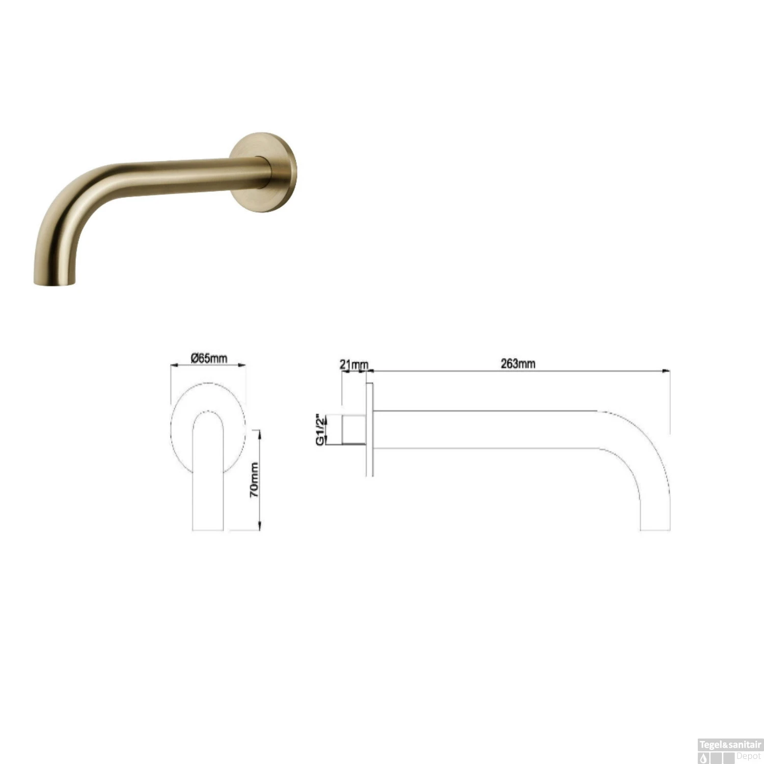 Wiesbaden Badkraan Inbouw Set Caral 01 Geborsteld Messing 4 Wiesbaden Badkraan Inbouw Set Caral 01 Geborsteld Messing - Afbeelding 2