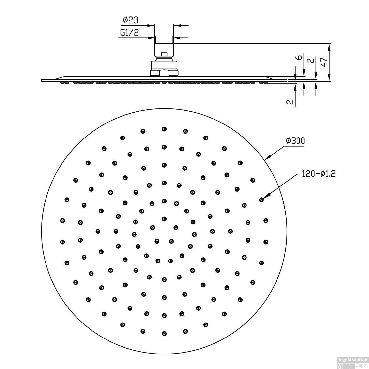 Wiesbaden Caral Hoofddouche UFO Ultra Plat 30cm Rond RVS 4 Wiesbaden Caral Hoofddouche UFO Ultra Plat 30cm Rond RVS - Afbeelding 2