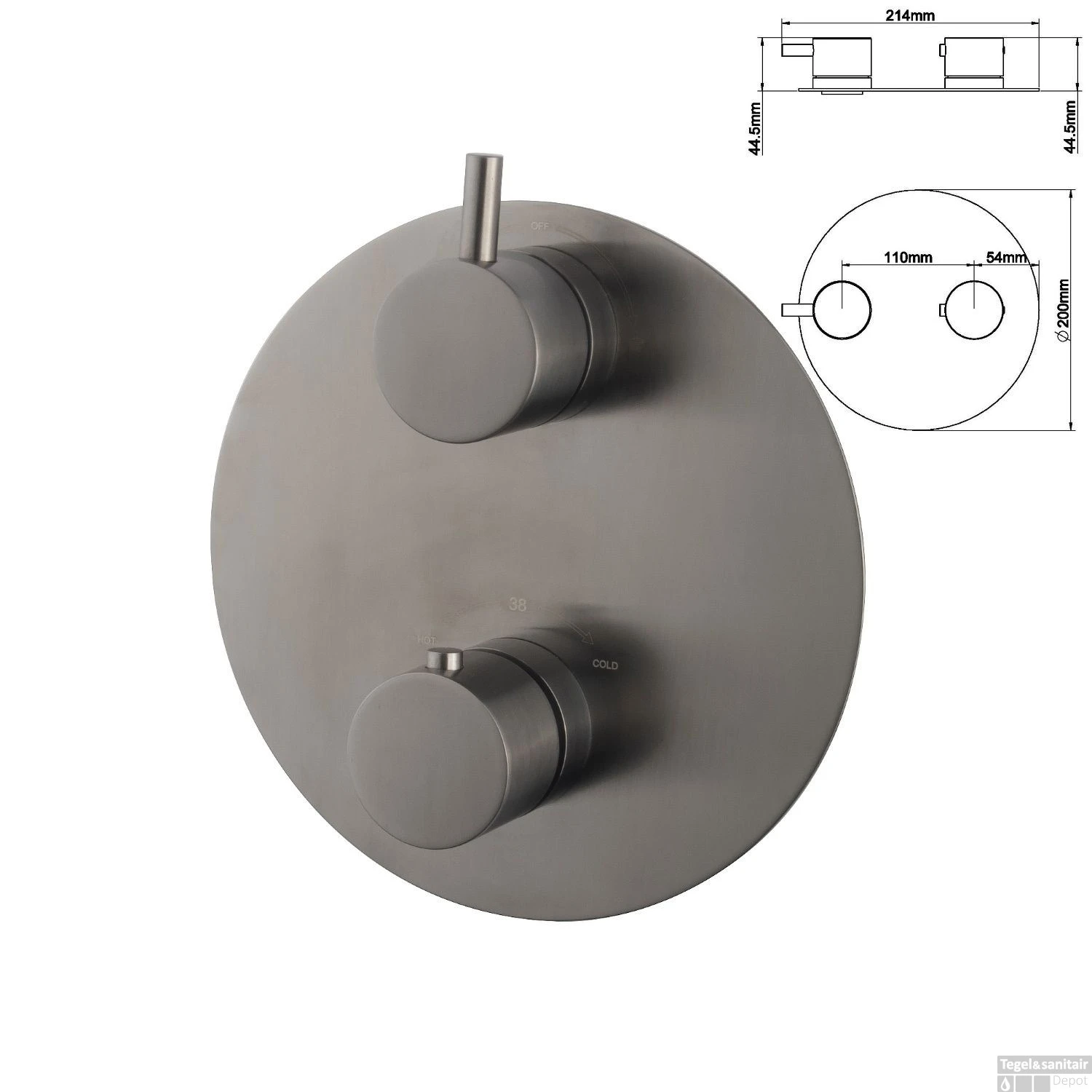 Wiesbaden Inbouw Regendouche Set Caral Rond Muuruitloop Gunmetal PVD Coating 9 Wiesbaden Inbouw Regendouche Set Caral Rond Muuruitloop Gunmetal PVD Coating - Afbeelding 7